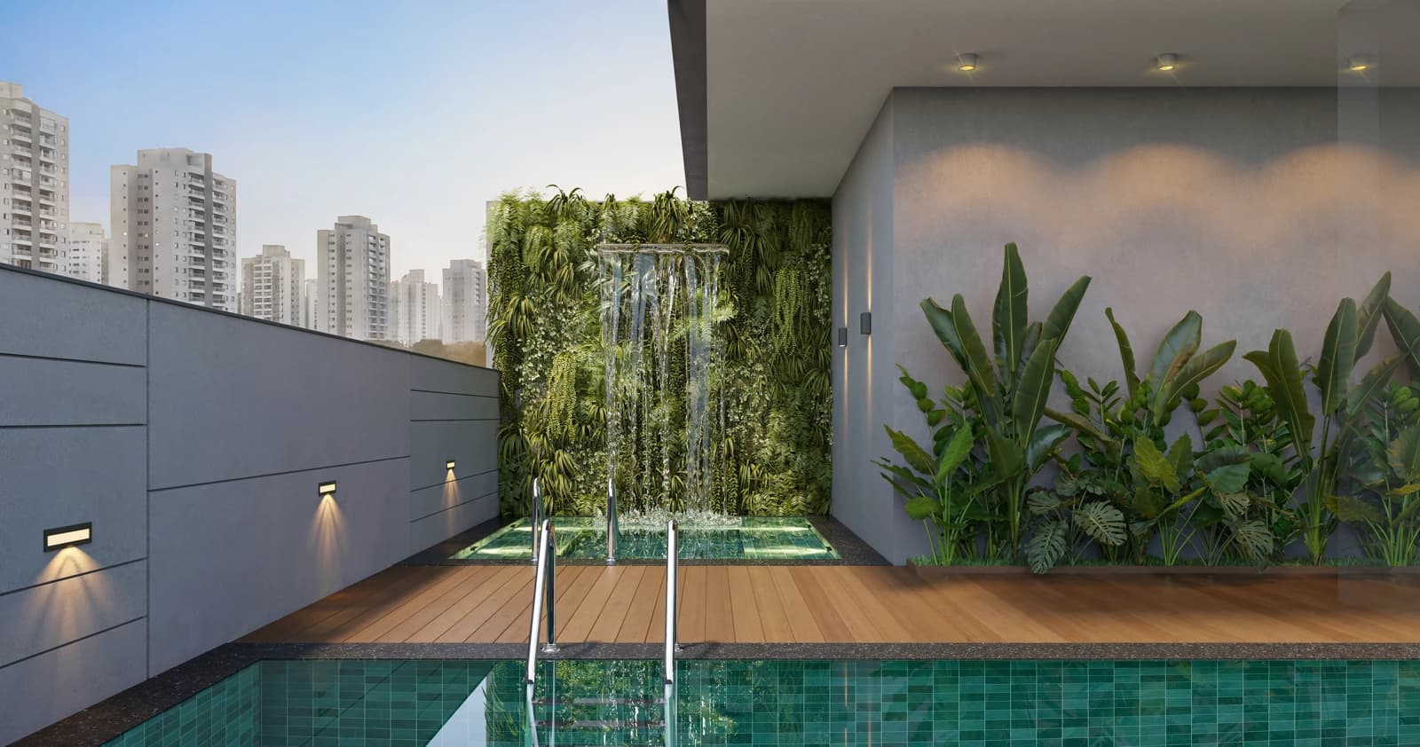 Perspectiva da piscina infantil